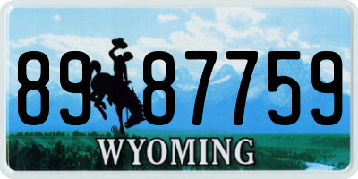 WY license plate 8987759