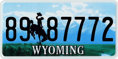 WY license plate 8987772