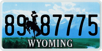 WY license plate 8987775