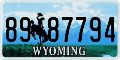 WY license plate 8987794