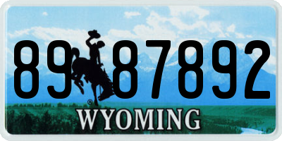 WY license plate 8987892