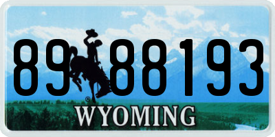 WY license plate 8988193