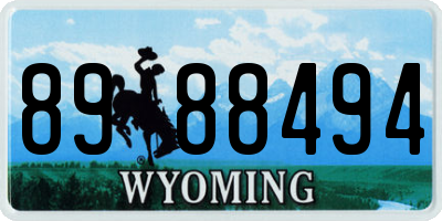 WY license plate 8988494
