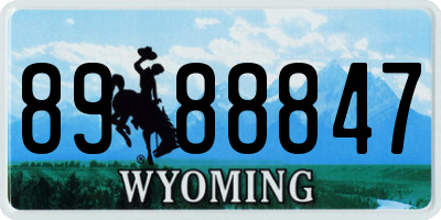 WY license plate 8988847