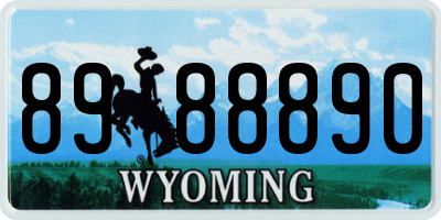 WY license plate 8988890
