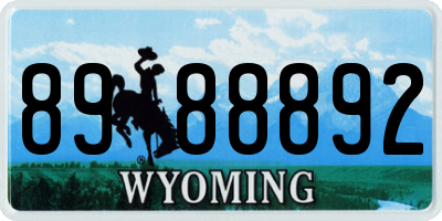 WY license plate 8988892