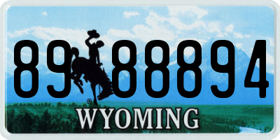 WY license plate 8988894
