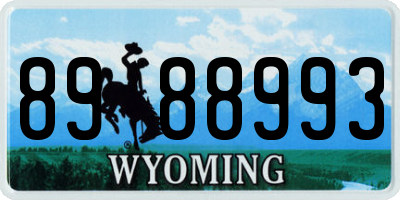 WY license plate 8988993