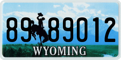 WY license plate 8989012