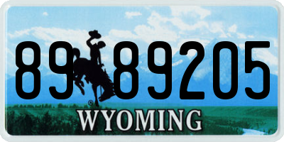 WY license plate 8989205