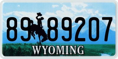 WY license plate 8989207