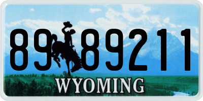 WY license plate 8989211