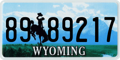 WY license plate 8989217