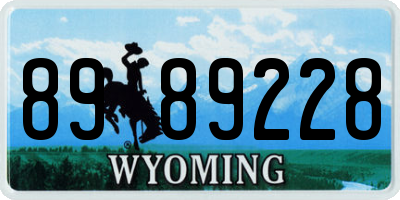 WY license plate 8989228