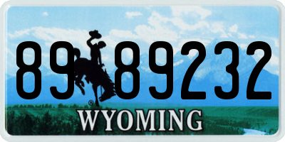 WY license plate 8989232