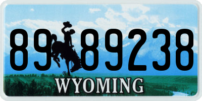 WY license plate 8989238