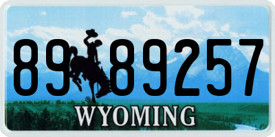 WY license plate 8989257