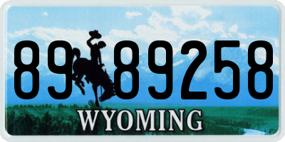 WY license plate 8989258