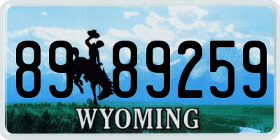 WY license plate 8989259
