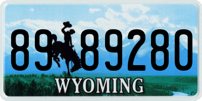 WY license plate 8989280
