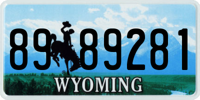WY license plate 8989281