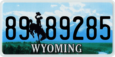 WY license plate 8989285