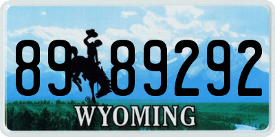 WY license plate 8989292
