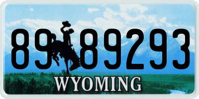 WY license plate 8989293