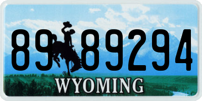 WY license plate 8989294