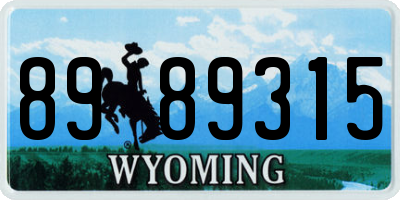 WY license plate 8989315