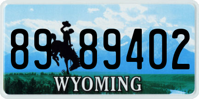 WY license plate 8989402