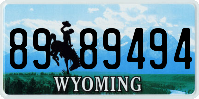 WY license plate 8989494