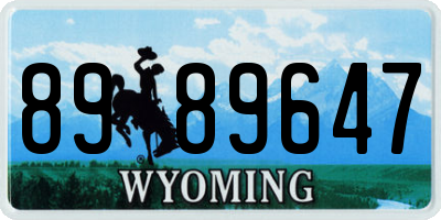 WY license plate 8989647