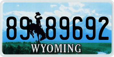 WY license plate 8989692