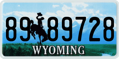 WY license plate 8989728