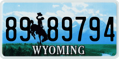 WY license plate 8989794