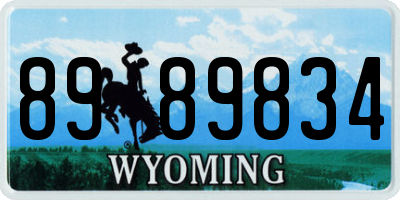 WY license plate 8989834