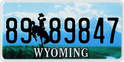 WY license plate 8989847