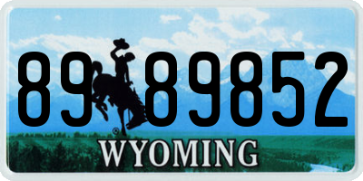 WY license plate 8989852