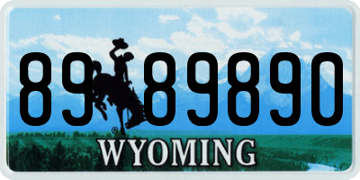 WY license plate 8989890