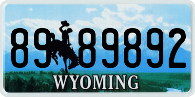 WY license plate 8989892
