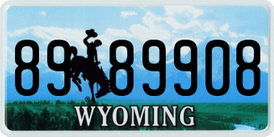 WY license plate 8989908