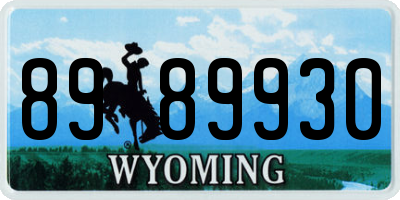 WY license plate 8989930