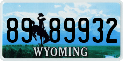 WY license plate 8989932