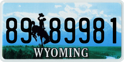 WY license plate 8989981