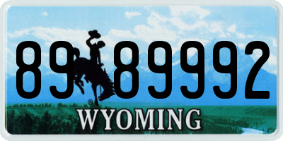 WY license plate 8989992