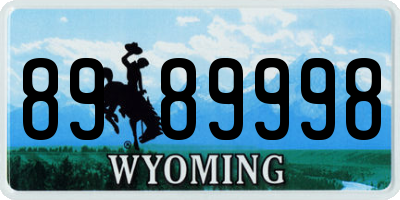 WY license plate 8989998