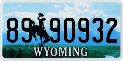 WY license plate 8990932