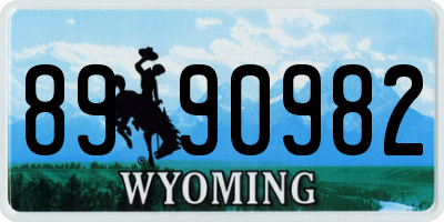 WY license plate 8990982