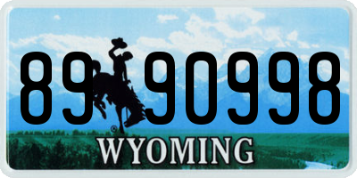 WY license plate 8990998